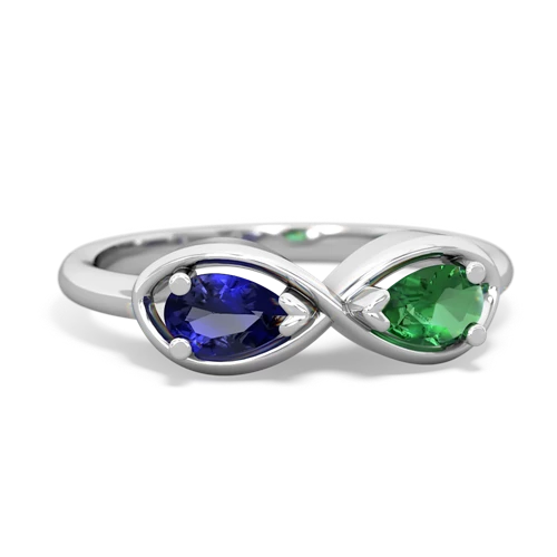 lab sapphire-lab emerald infinity ring