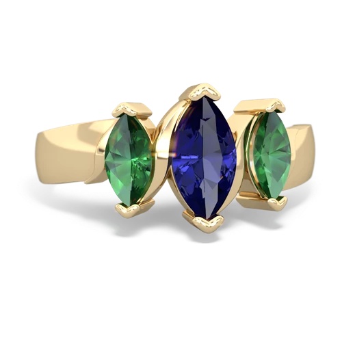 Lab Sapphire Lab Created Sapphire with Lab Created Emerald and  Three Peeks ring Ring