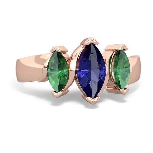 lab sapphire-lab emerald keepsake ring