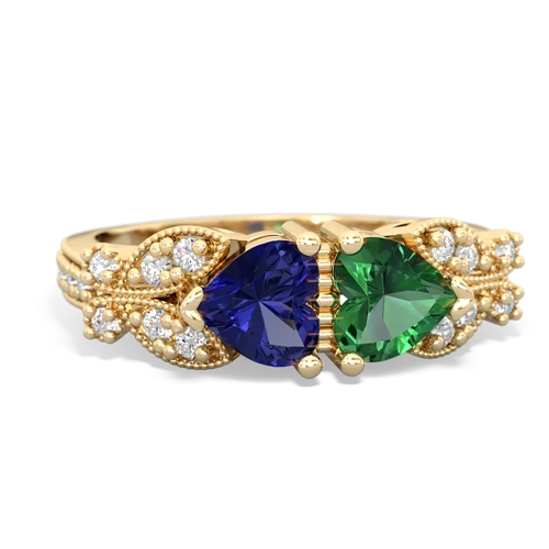 Lab Sapphire Lab Created Sapphire with Lab Created Emerald Diamond Butterflies ring Ring