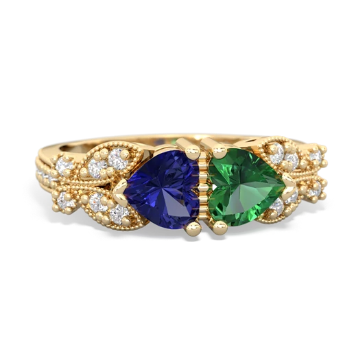 lab sapphire-lab emerald keepsake butterfly ring