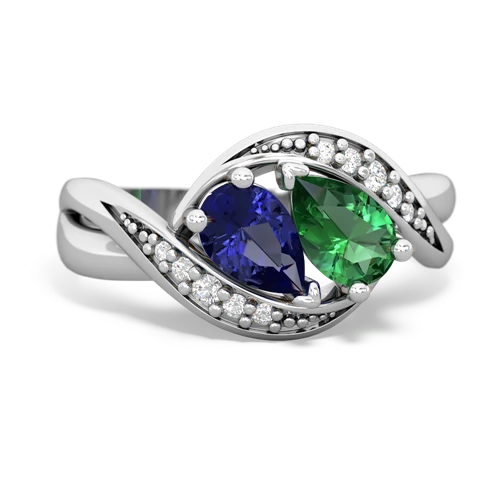 lab sapphire-lab emerald keepsake curls ring