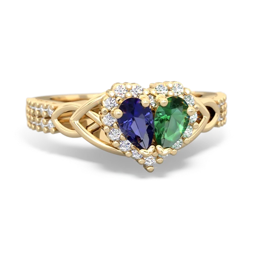 lab sapphire-lab emerald keepsake engagement ring