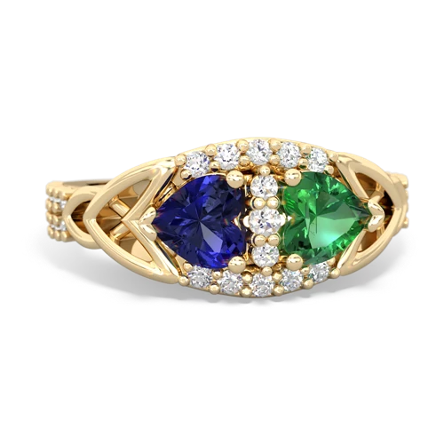lab sapphire-lab emerald keepsake engagement ring