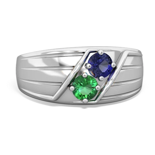 Lab Sapphire Lab Created Sapphire with Lab Created Emerald Art Deco Men's ring Ring