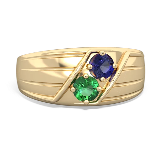 Lab Sapphire Lab Created Sapphire with Lab Created Emerald Art Deco Men's ring Ring