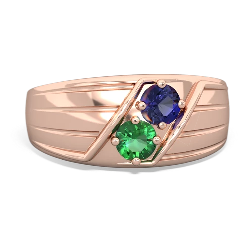 lab sapphire-lab emerald mens ring