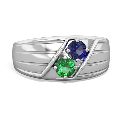 lab sapphire-lab emerald mens ring