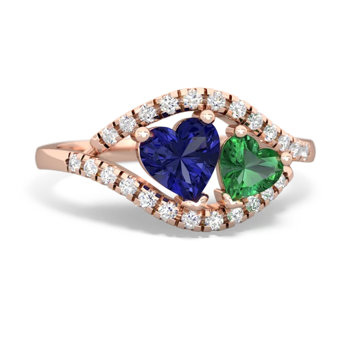 lab sapphire-lab emerald mother child ring