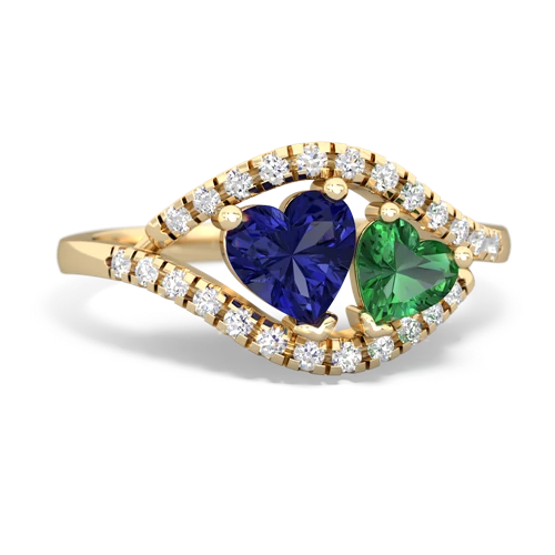 lab sapphire-lab emerald mother child ring