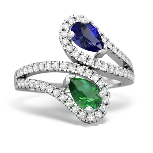 Lab Sapphire Lab Created Sapphire with Lab Created Emerald Diamond Dazzler ring Ring