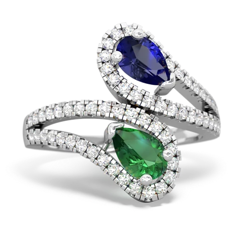 lab sapphire-lab emerald pave swirls ring