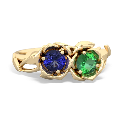 Lab Sapphire Lab Created Sapphire with Lab Created Emerald Rose Garden ring Ring