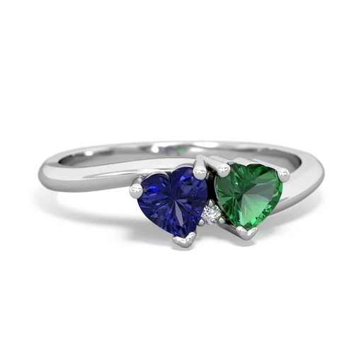 lab sapphire-lab emerald sweethearts promise ring