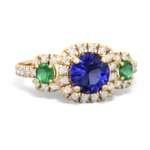 Lab Sapphire Lab Created Sapphire with Lab Created Emerald and  Regal Halo ring Ring