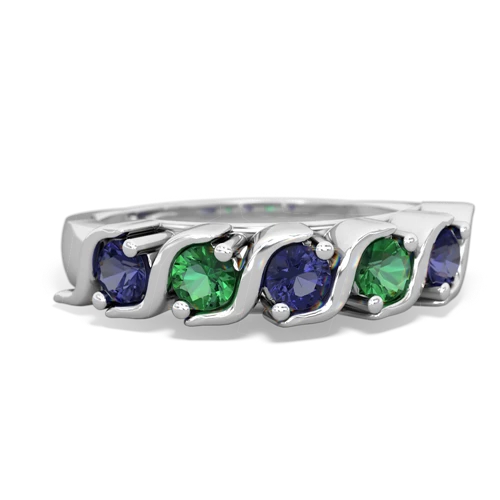 lab sapphire-lab emerald timeless ring