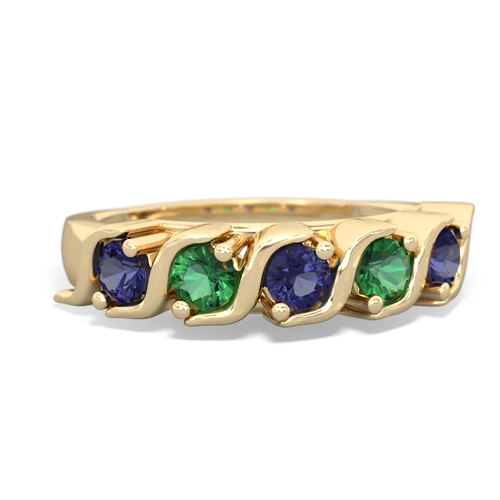 lab sapphire-lab emerald timeless ring