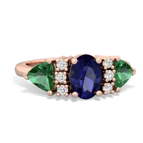 Lab Sapphire Lab Created Sapphire with Lab Created Emerald and Lab Created Emerald Antique Style Three Stone ring Ring
