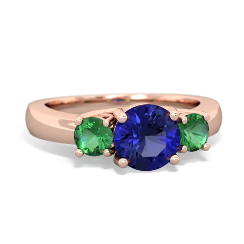 lab sapphire-lab emerald timeless ring