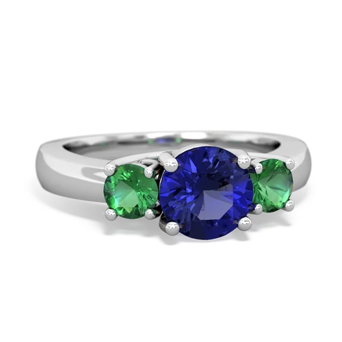 lab sapphire-lab emerald timeless ring