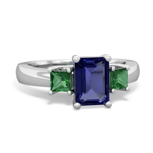 lab sapphire-lab emerald timeless ring