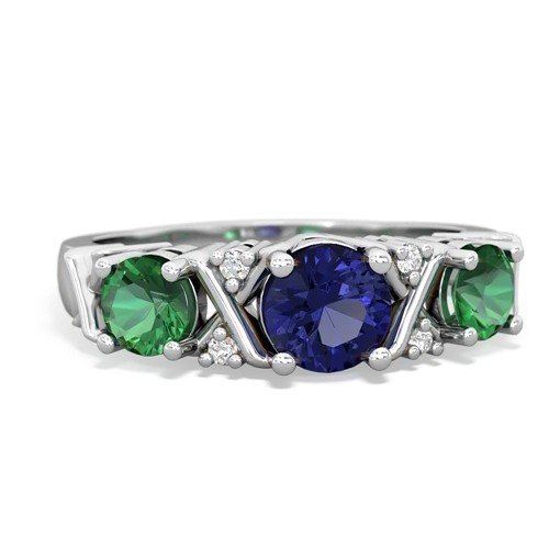 Lab Sapphire Lab Created Sapphire with Lab Created Emerald and  Hugs and Kisses ring Ring