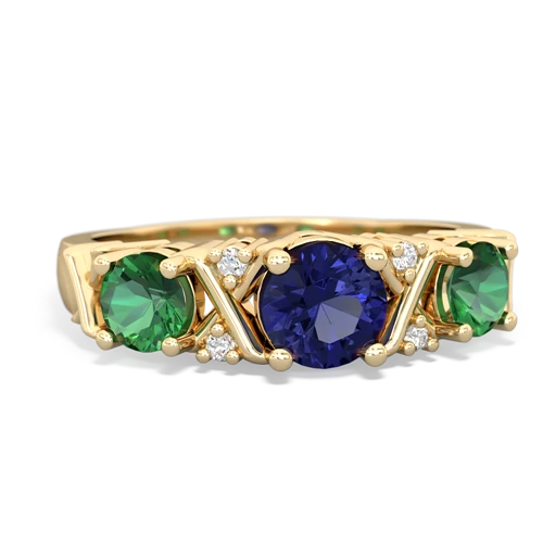Lab Sapphire Lab Created Sapphire with Lab Created Emerald and Genuine Fire Opal Hugs and Kisses ring Ring