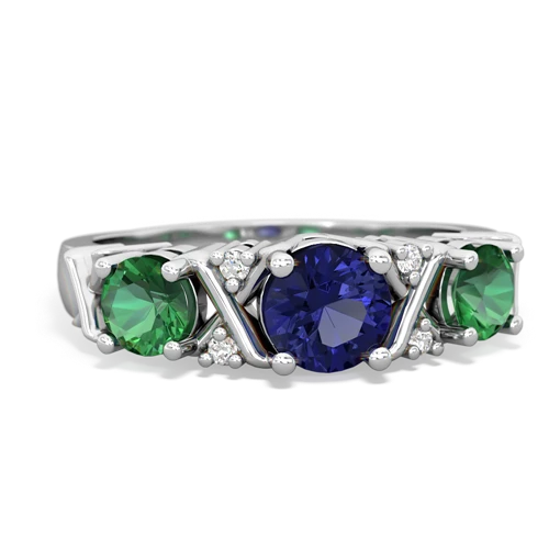 lab sapphire-lab emerald timeless ring