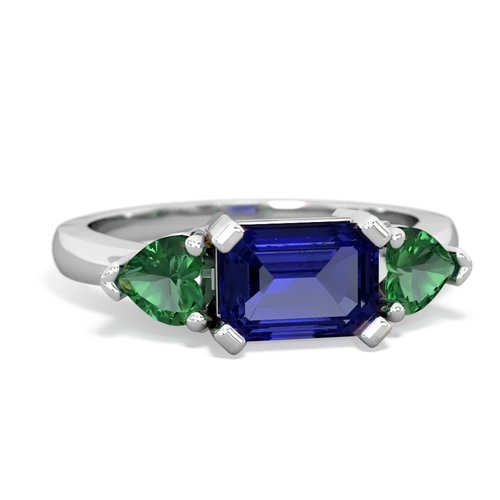 Lab Sapphire Lab Created Sapphire with Lab Created Emerald and Genuine Black Onyx Three Stone ring Ring