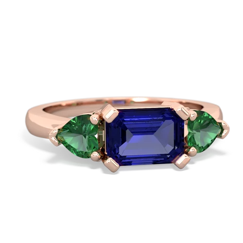 lab sapphire-lab emerald timeless ring