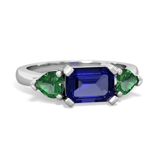 lab sapphire-lab emerald timeless ring