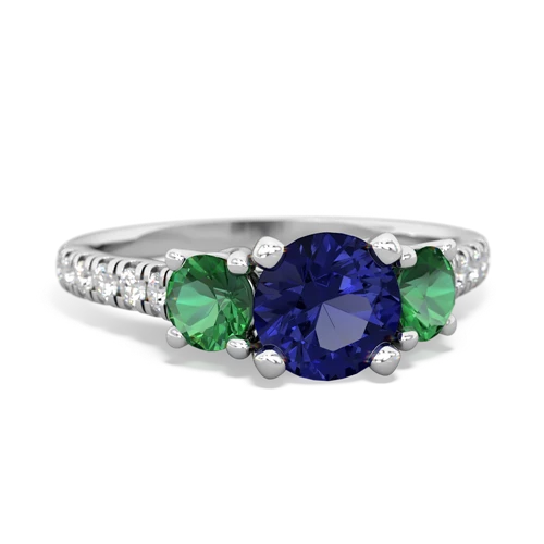 Lab Sapphire Lab Created Sapphire with Lab Created Emerald and Lab Created Sapphire Pave Trellis ring Ring