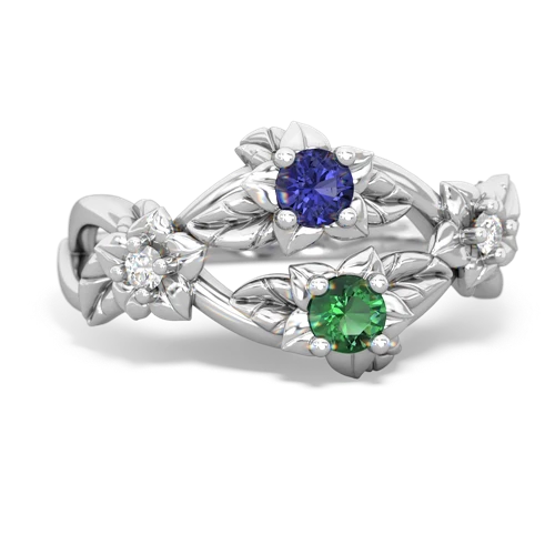 Lab Sapphire Lab Created Sapphire with Lab Created Emerald Sparkling Bouquet ring Ring