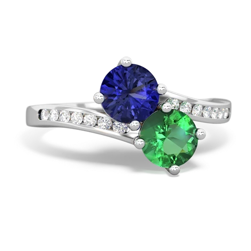 Lab Sapphire Lab Created Sapphire with Lab Created Emerald Keepsake Two Stone ring Ring