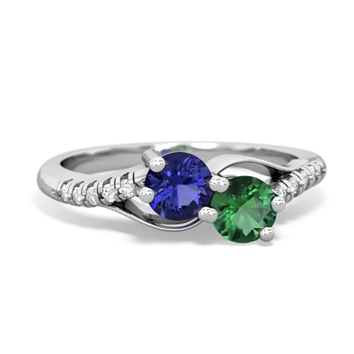 Lab Sapphire Lab Created Sapphire with Lab Created Emerald Two Stone Infinity ring Ring