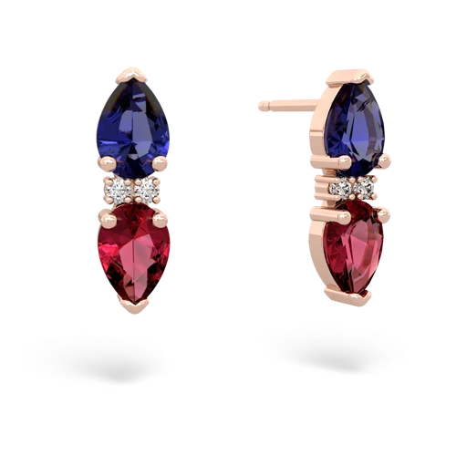 lab sapphire-lab ruby bowtie earrings