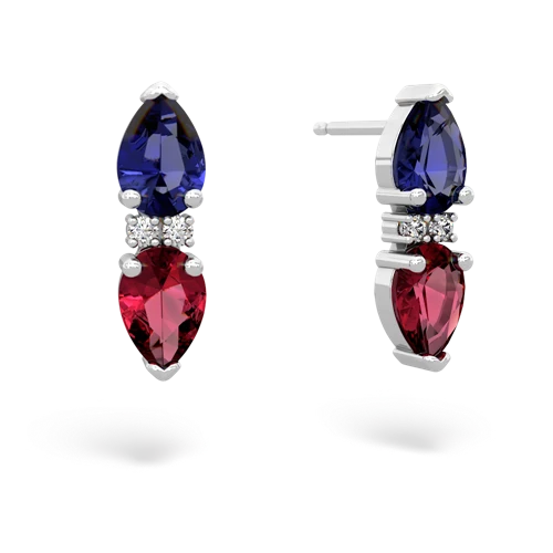 lab sapphire-lab ruby bowtie earrings