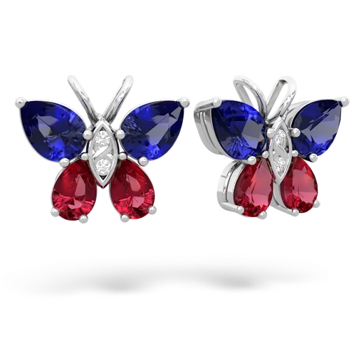 lab sapphire-lab ruby butterfly earrings