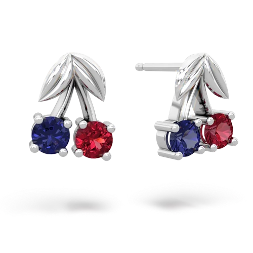 lab sapphire-lab ruby cherries earrings