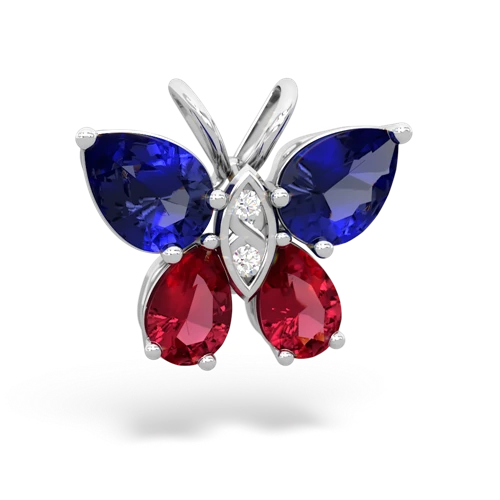 lab sapphire-lab ruby butterfly pendant