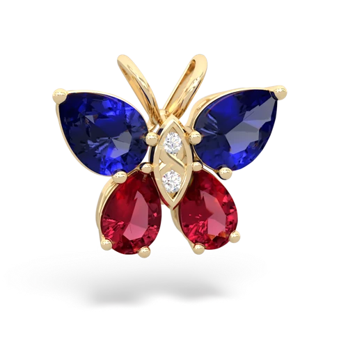 lab sapphire-lab ruby butterfly pendant