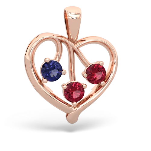 lab sapphire-lab ruby love heart pendant