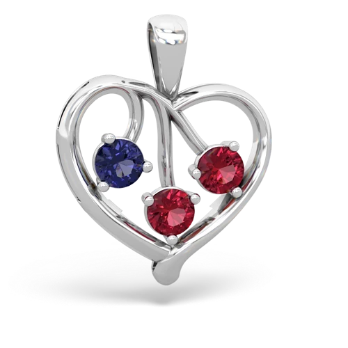 lab sapphire-lab ruby love heart pendant