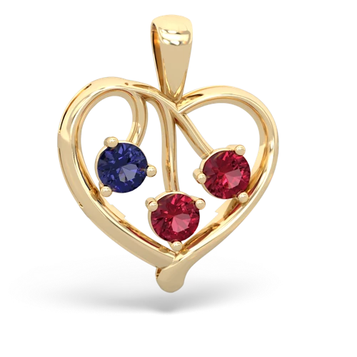 lab sapphire-lab ruby love heart pendant