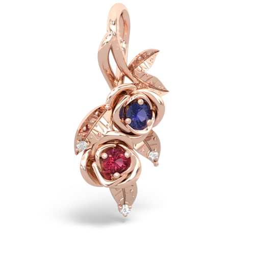 lab sapphire-lab ruby rose vine pendant