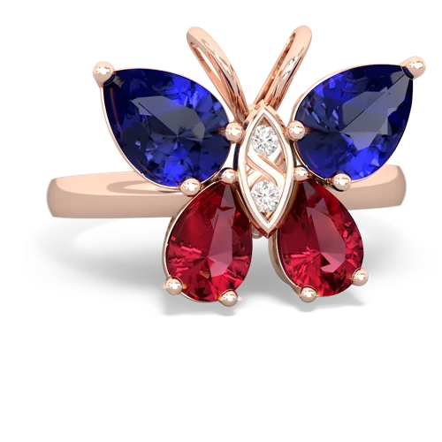 lab sapphire-lab ruby butterfly ring