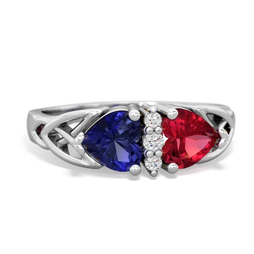 lab sapphire-lab ruby celtic ring