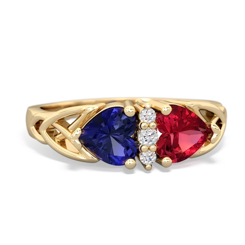 lab sapphire-lab ruby celtic ring