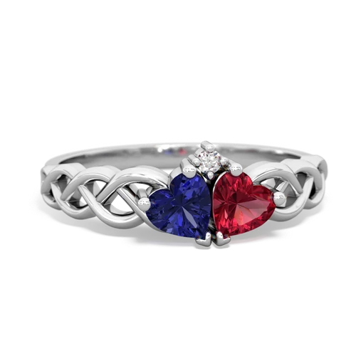 lab sapphire-lab ruby celtic braid ring