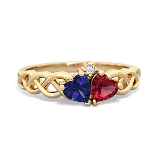 lab sapphire-lab ruby celtic braid ring